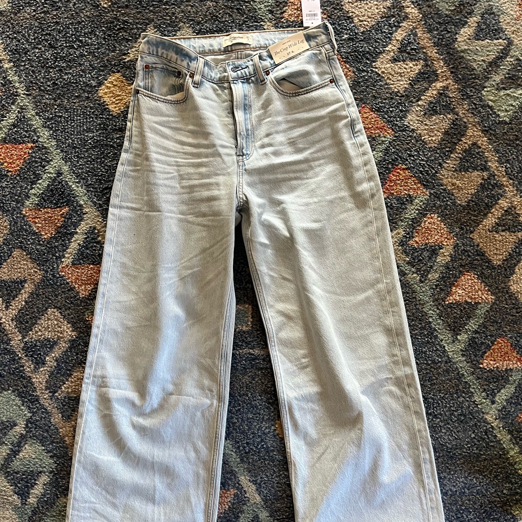 Abercrombie & Fitch Blue Flare Wide Leg Jeans